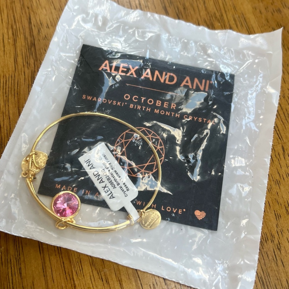 NEW, ALEX AND ANI Swarovski October Pink Gold bracelet. Made In America.